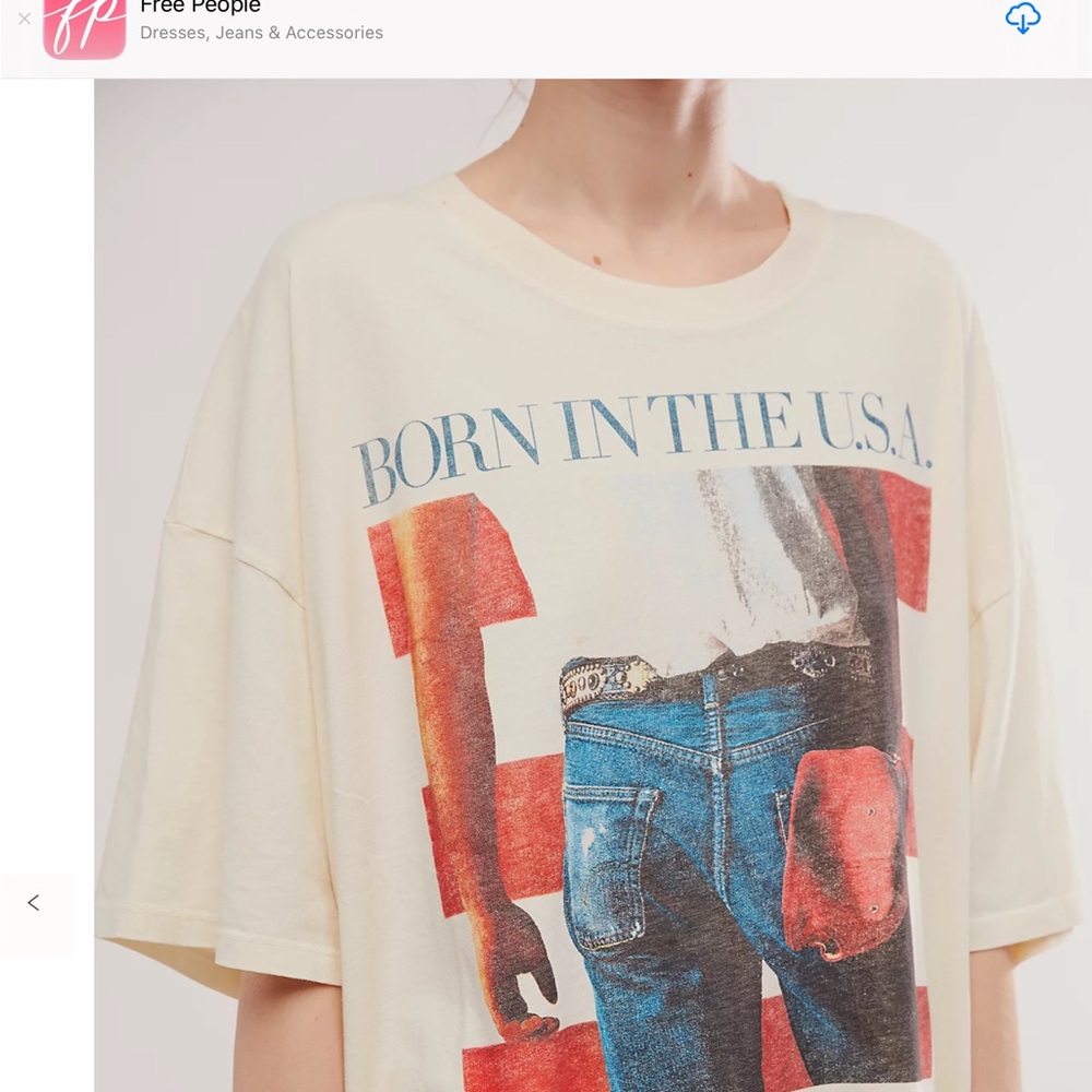 NEW! DAYDREAMER Bruce Springsteen Graphic Tee in Cream with Red & Blue Print - Picture 2 of 6